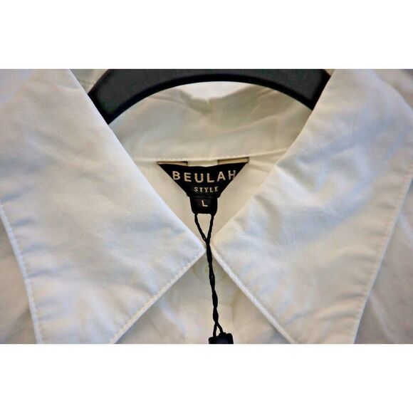 Beulah Style CJ2037 Women's Sz L White Ruffled Collared Button-Down L/S Shirt - Picture 4 of 6